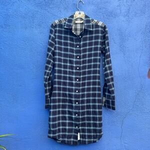 rag and bone jean sadie blue plaid crinkle cotton shirt dress